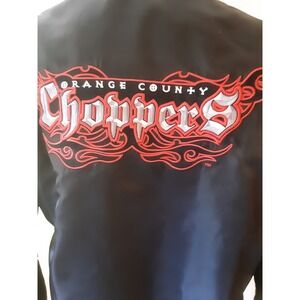 Orange County Choppers OCC Motorcycle Jacket Black Red Flame Embroidered Mens